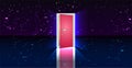 The Red Door to Space. Surreal vector illustration Royalty Free Stock Photo